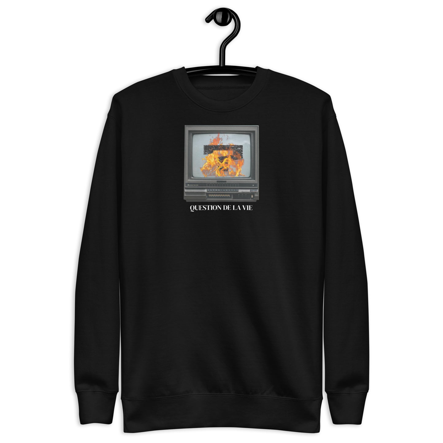 "THE TV'S ON FIRE.." - Relaxed fit Sweatshirt, Black
