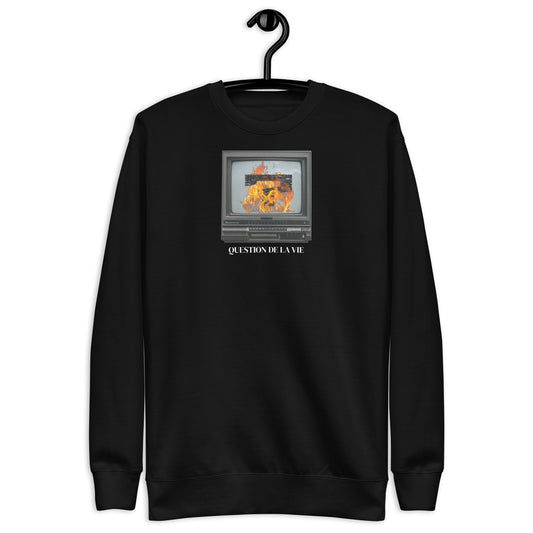 "THE TV'S ON FIRE.." - Relaxed fit Sweatshirt, Black