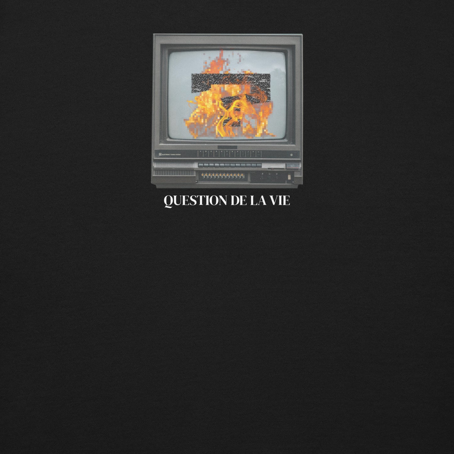 "THE TV'S ON FIRE.." - Relaxed fit Sweatshirt, Black