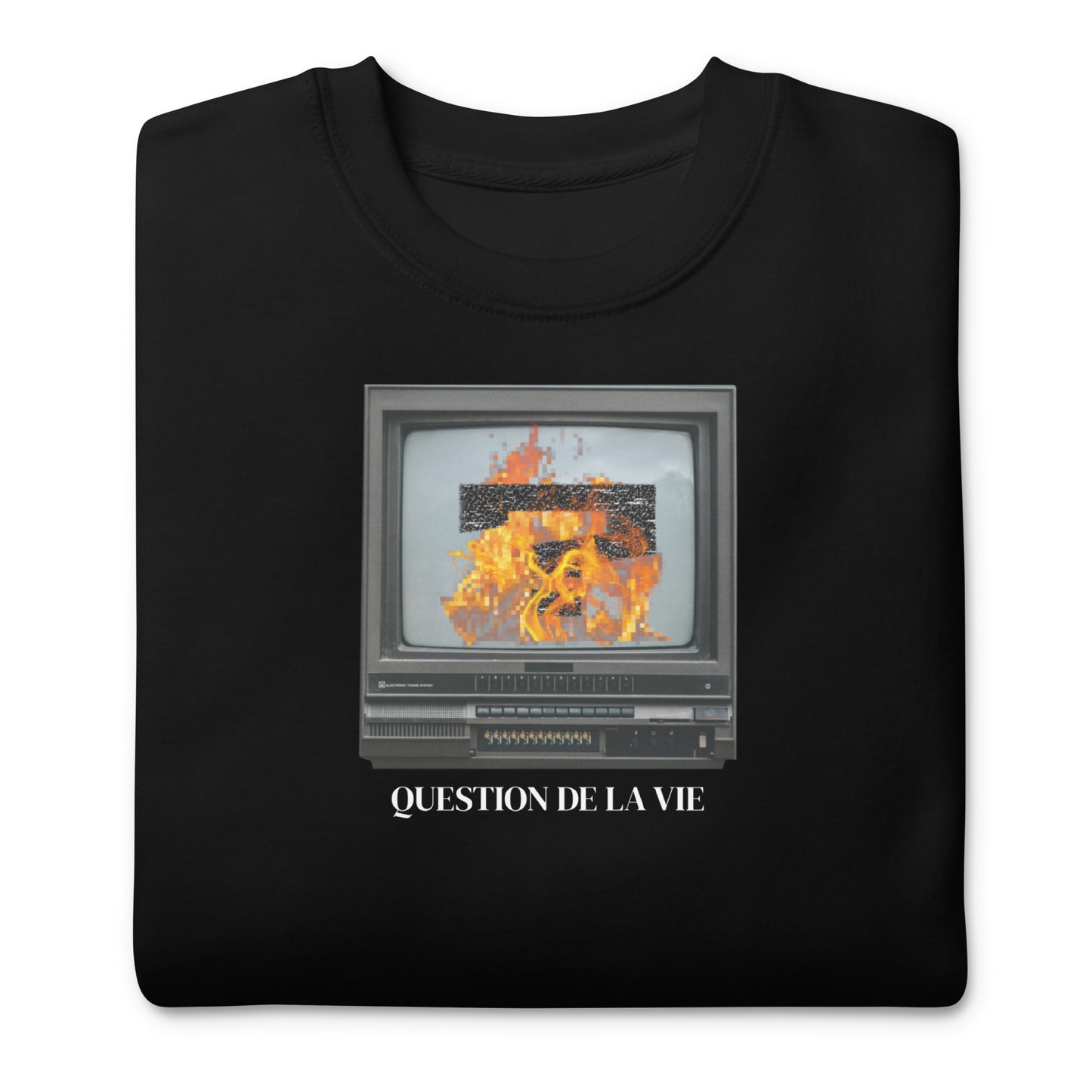 "THE TV'S ON FIRE.." - Relaxed fit Sweatshirt, Black