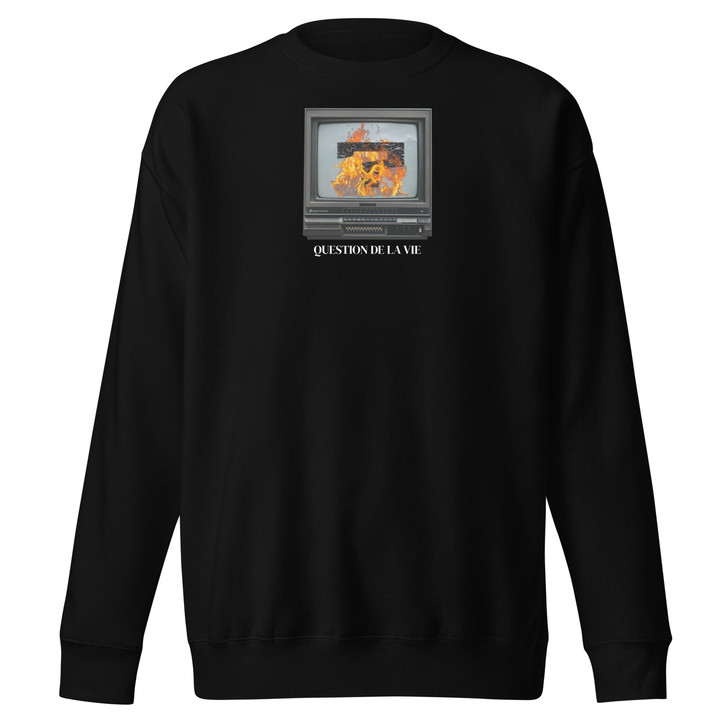 "THE TV'S ON FIRE.." - Relaxed fit Sweatshirt, Black